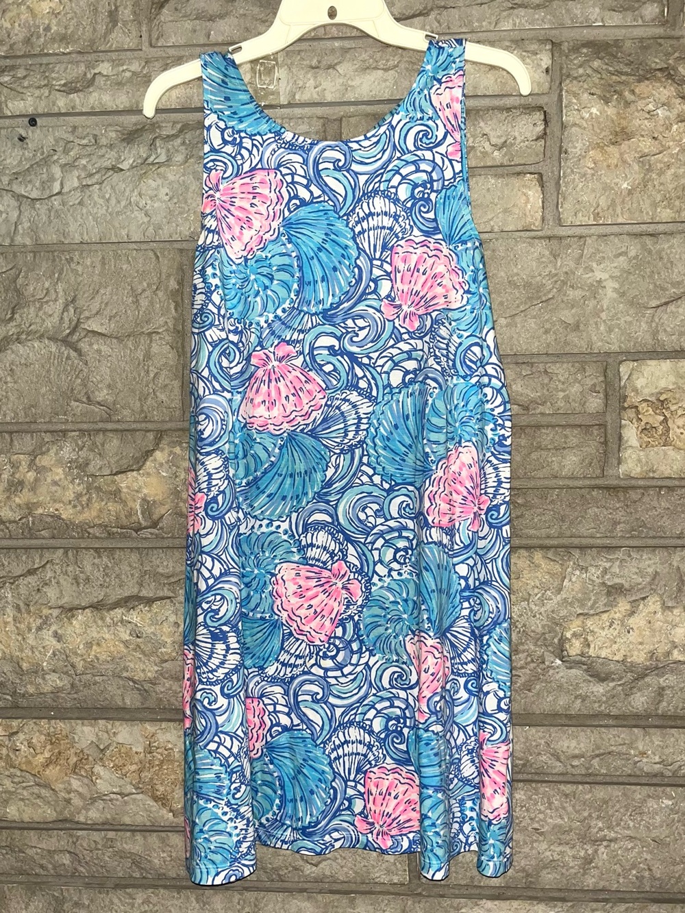 Lilly Pulitzer Kristen Dress Blue Haven Raising Shell EUC Tank Style Mini Medium
